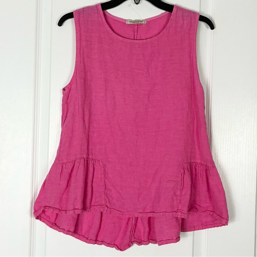 Francesca Bettini Pink Linen Sleeveless Blouse S Italy Beachy Summer Spring Boho